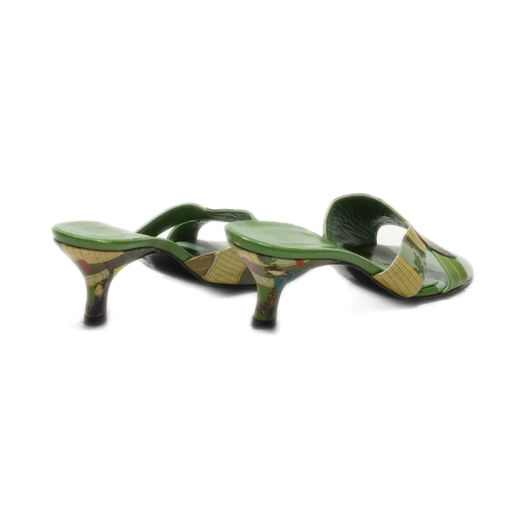 Icon Kitten Heels Leather Green Colour For Women
