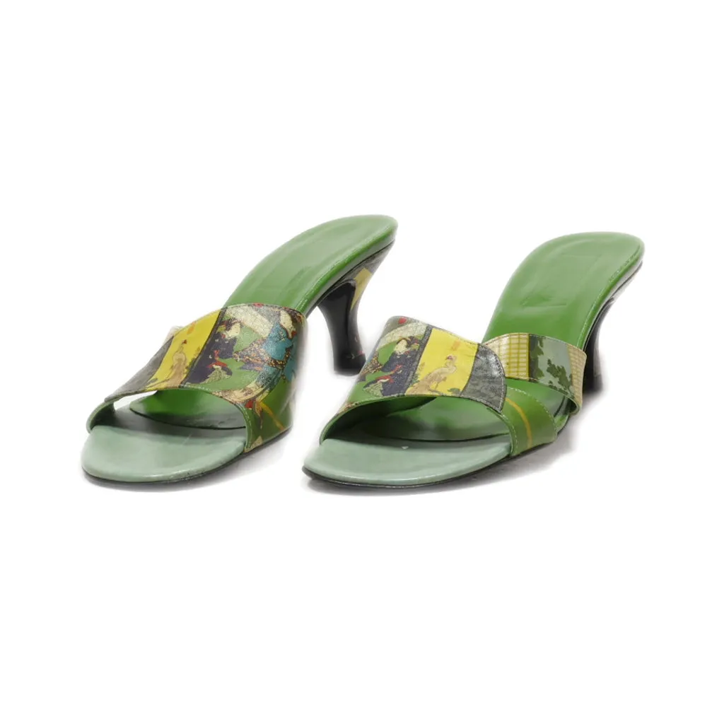 Icon Kitten Heels Leather Green Colour For Women