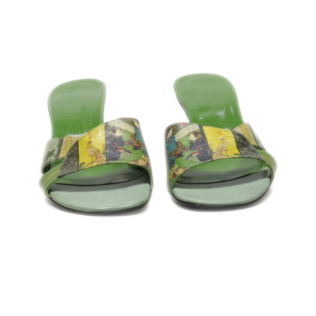 Icon Kitten Heels Leather Green Colour For Women