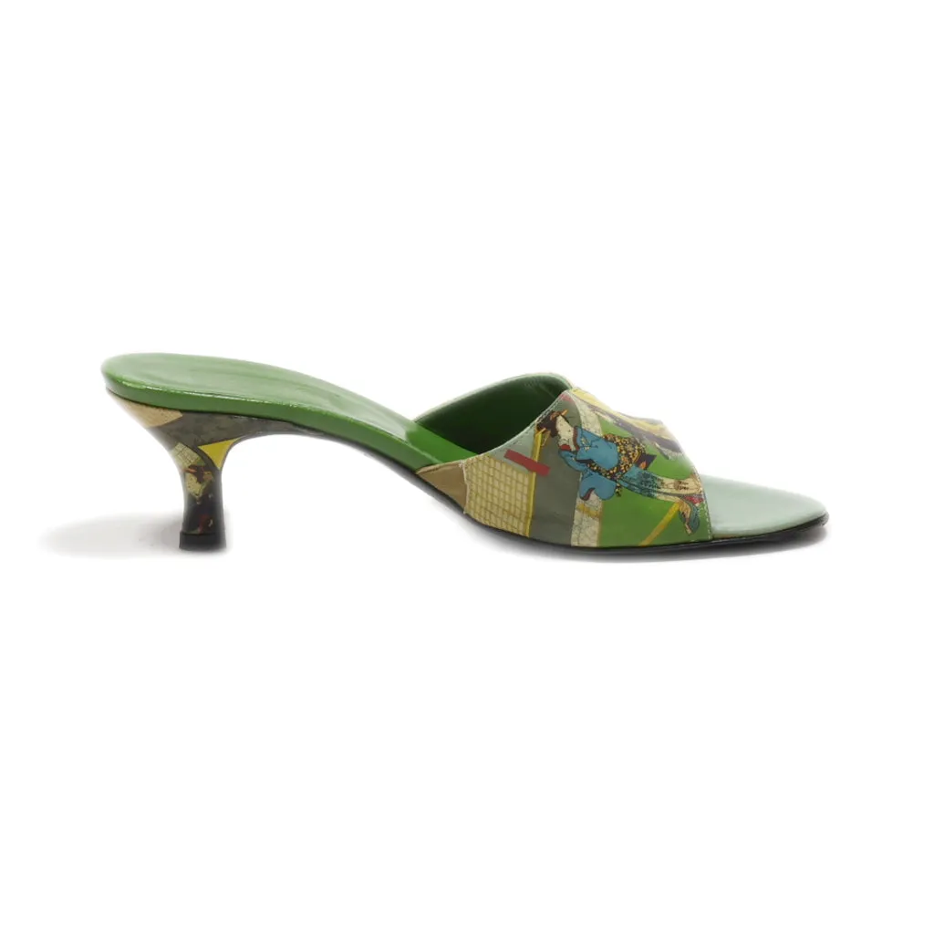 Icon Kitten Heels Leather Green Colour For Women