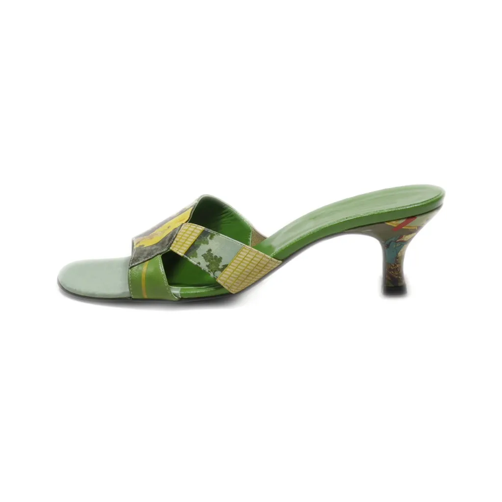 Icon Kitten Heels Leather Green Colour For Women