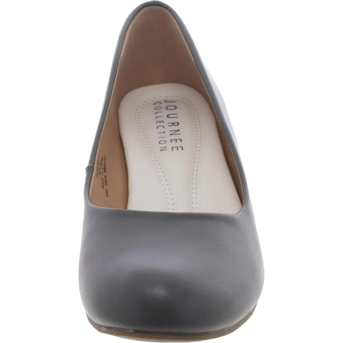 Journee Collection Womens Faux Leather Round Toe Kitten Heels