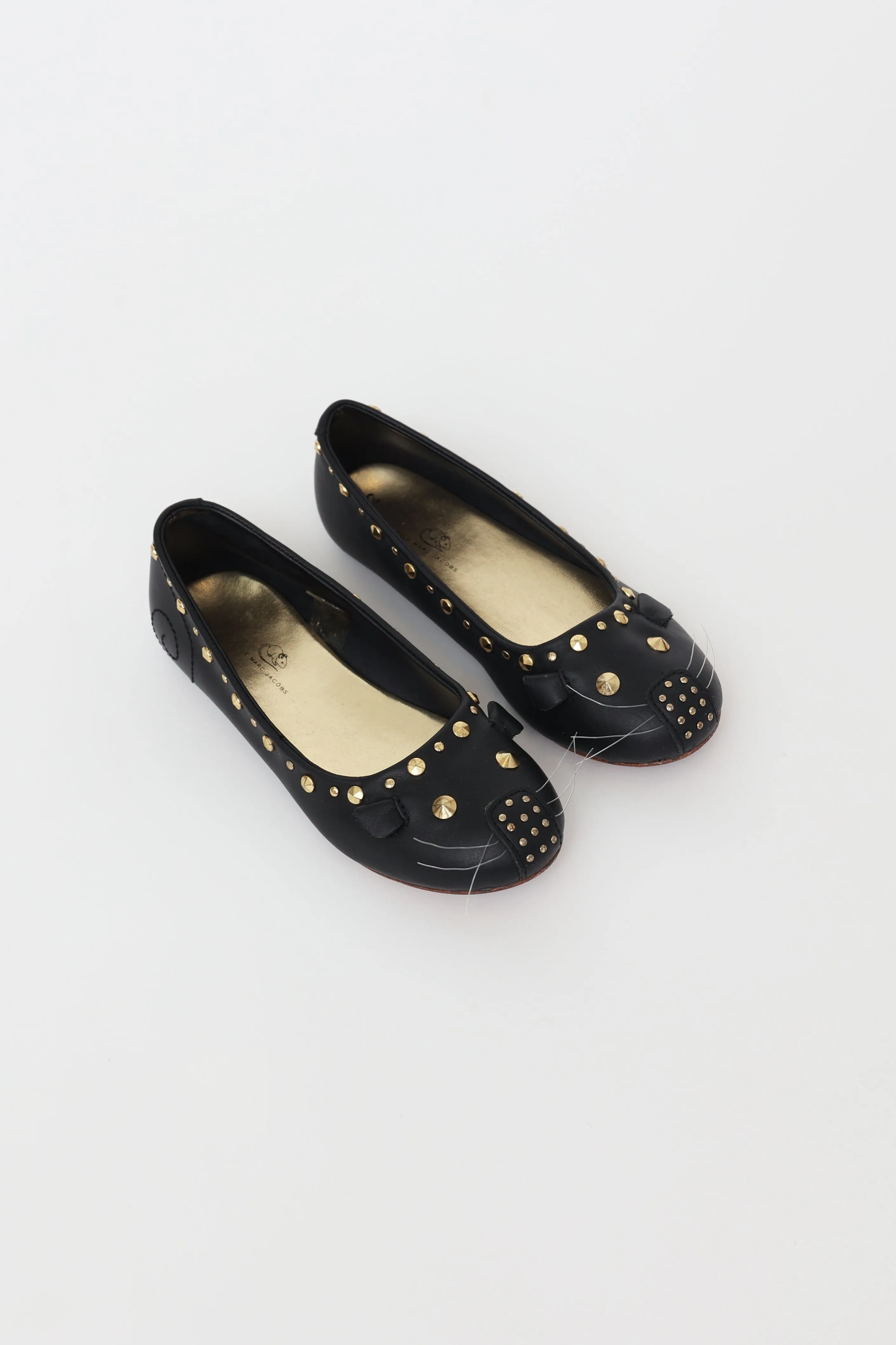 Kids Black Animal Ballet Flats