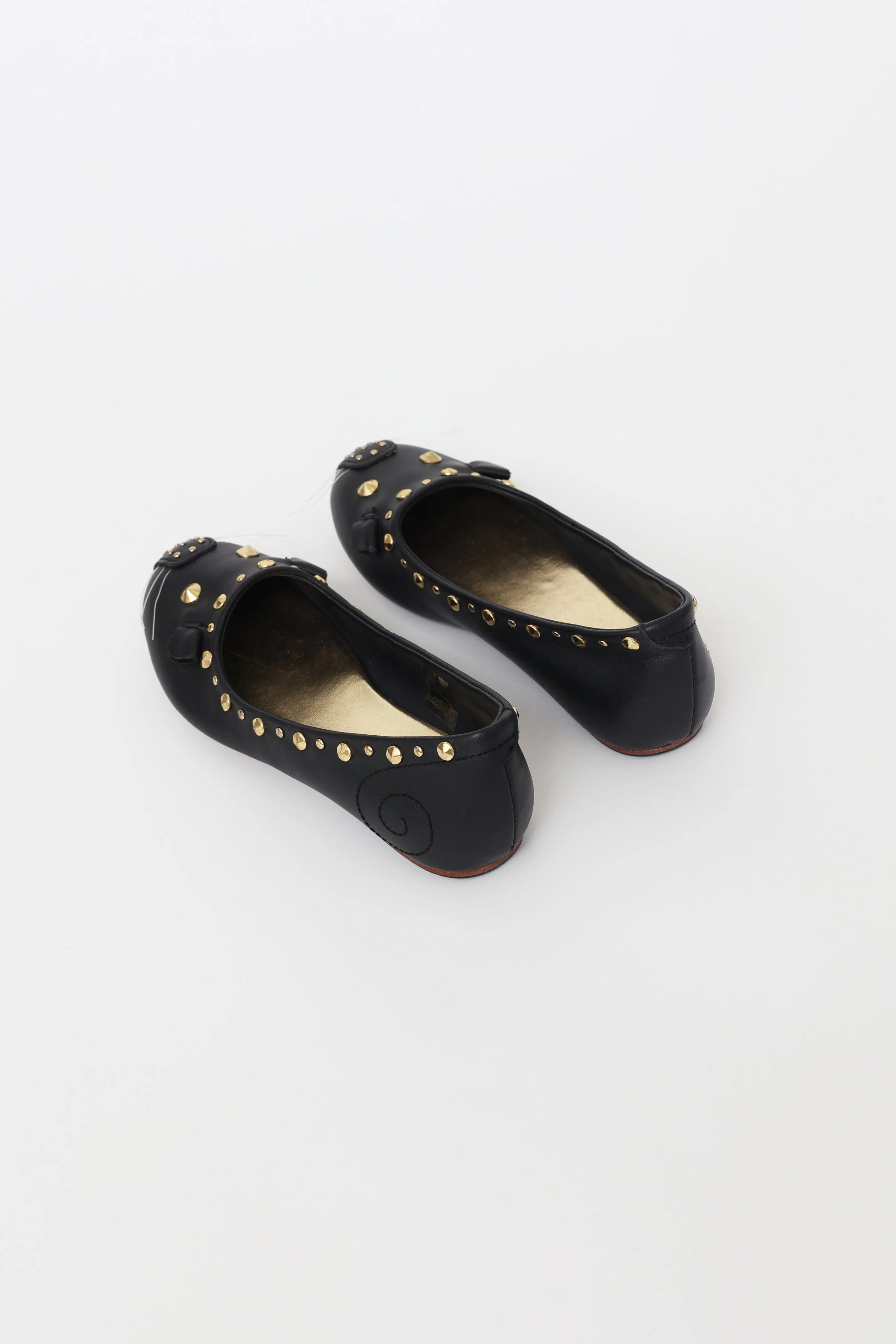 Kids Black Animal Ballet Flats