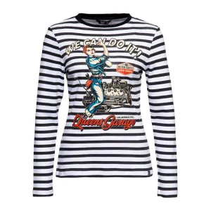 King Kerosin Queen Kerosin We Can Do It Long Sleeves Ladies T-Shirt Black / White