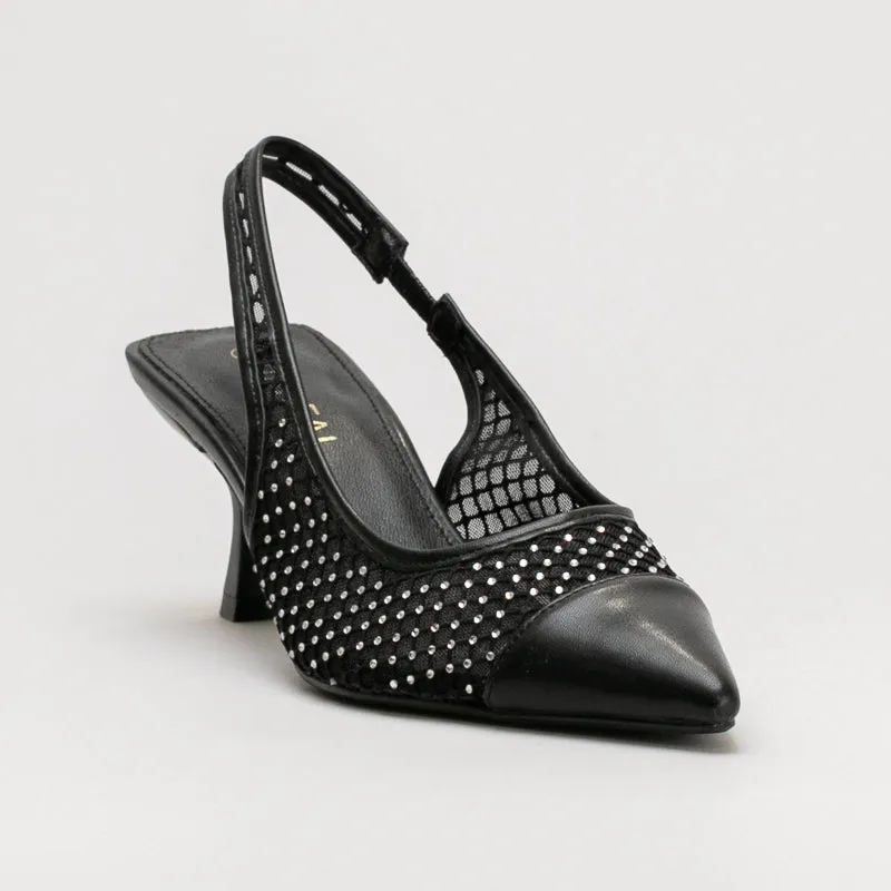 Kitten Heel Pointy Sling Back _ 161378