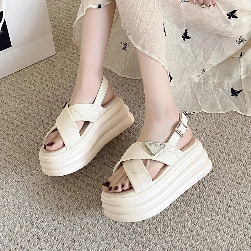 Korean Style Buckle Strap High Platform Sandals