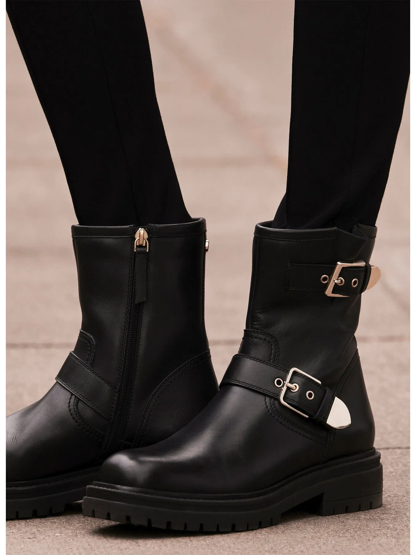 Leather Biker Boots