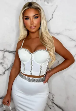 Living Legacy White Embellished Bodice Top