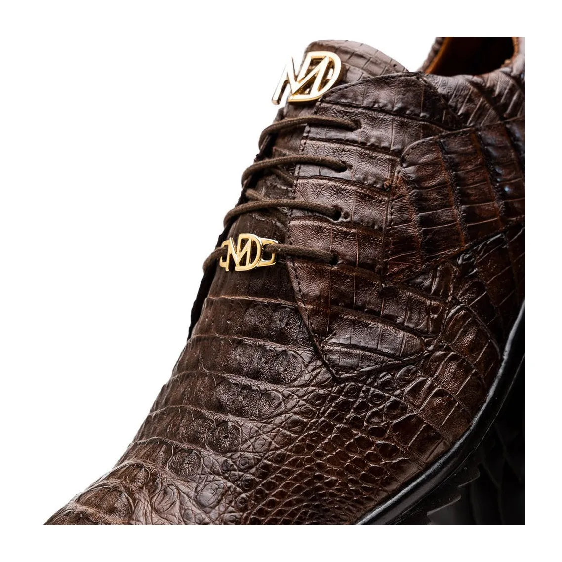 Marco Di Milano Kratos Men's Shoes Brown Exotic Caiman Crocodile Sport Sneakers (MDM1176)