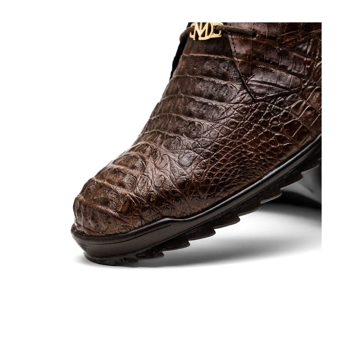 Marco Di Milano Kratos Men's Shoes Brown Exotic Caiman Crocodile Sport Sneakers (MDM1176)