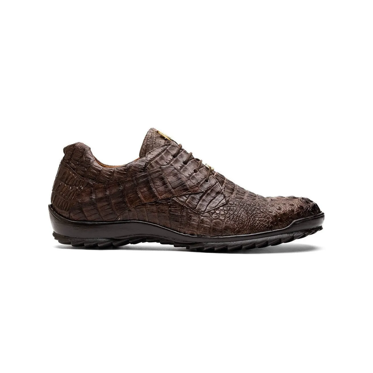 Marco Di Milano Kratos Men's Shoes Brown Exotic Caiman Crocodile Sport Sneakers (MDM1176)