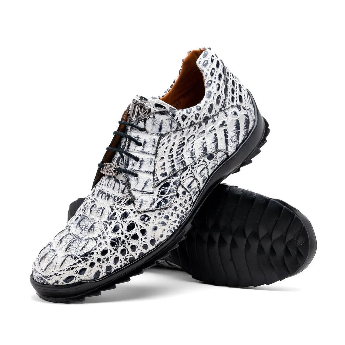 Marco Di Milano Kratos Men's Shoes Brown Exotic Caiman Crocodile Sport Sneakers (MDM1176)