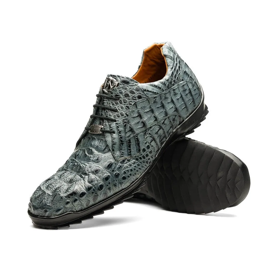 Marco Di Milano Kratos Men's Shoes Brown Exotic Caiman Crocodile Sport Sneakers (MDM1176)