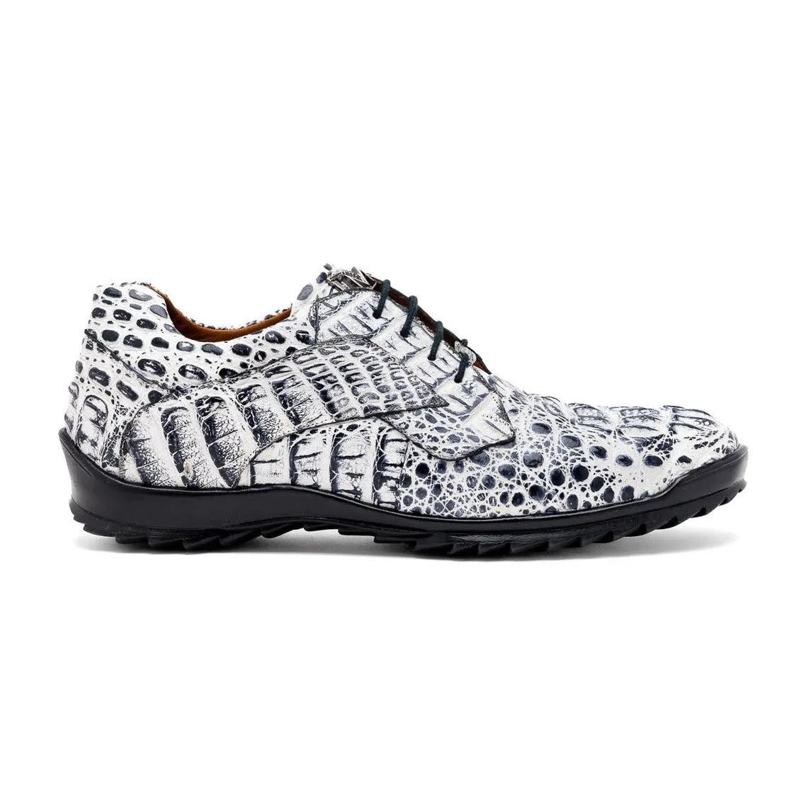 Marco Di Milano Kratos Men's Shoes Brown Exotic Caiman Crocodile Sport Sneakers (MDM1176)