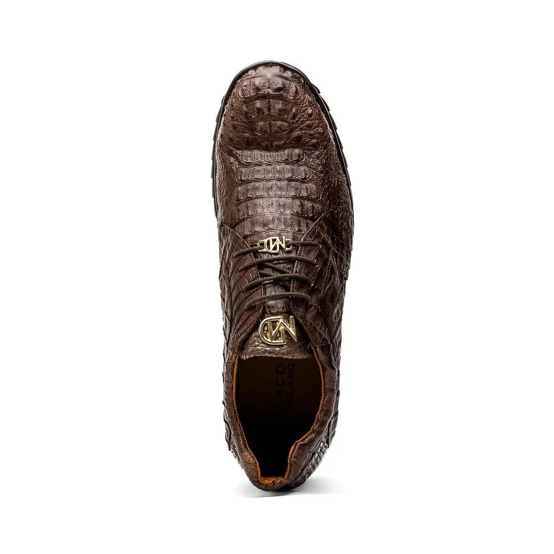 Marco Di Milano Kratos Men's Shoes Brown Exotic Caiman Crocodile Sport Sneakers (MDM1176)