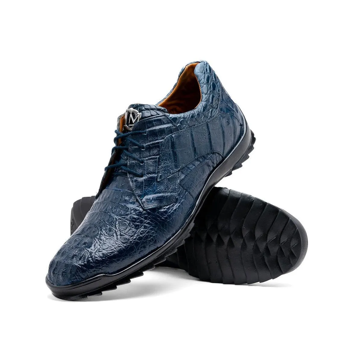 Marco Di Milano Kratos Men's Shoes Brown Exotic Caiman Crocodile Sport Sneakers (MDM1176)