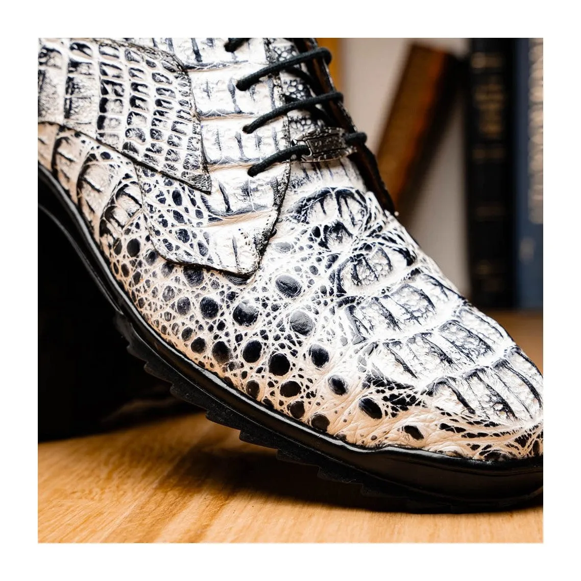 Marco Di Milano Kratos Men's Shoes Brown Exotic Caiman Crocodile Sport Sneakers (MDM1176)