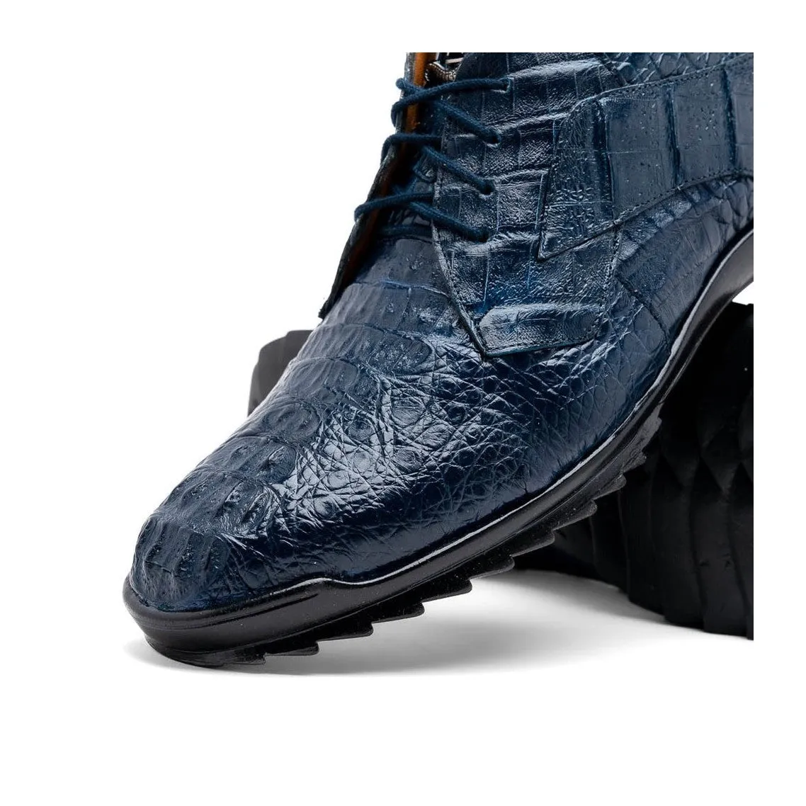 Marco Di Milano Kratos Men's Shoes Brown Exotic Caiman Crocodile Sport Sneakers (MDM1176)