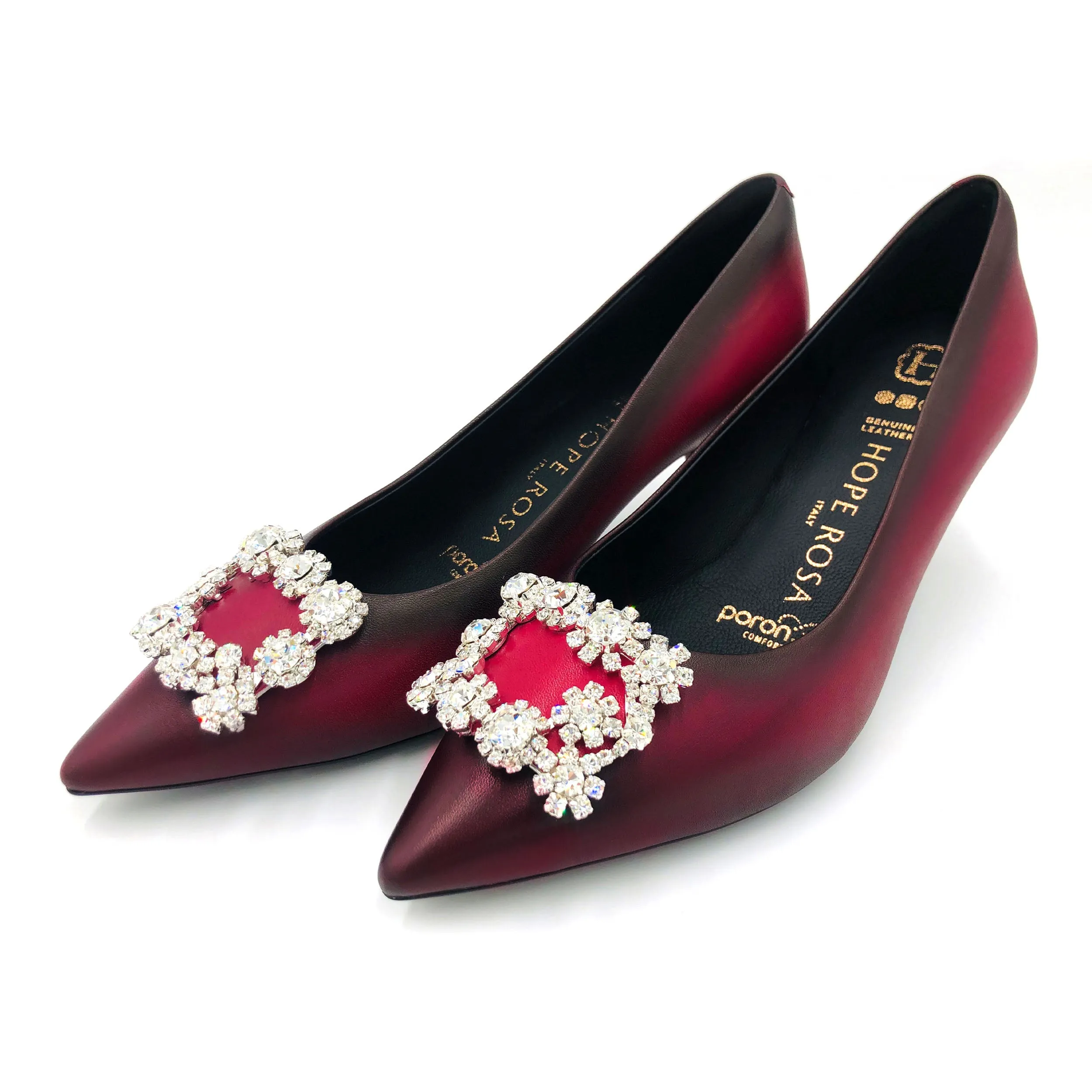Marylyn Hand-painted Pink Crystal Kitten Heel Pump