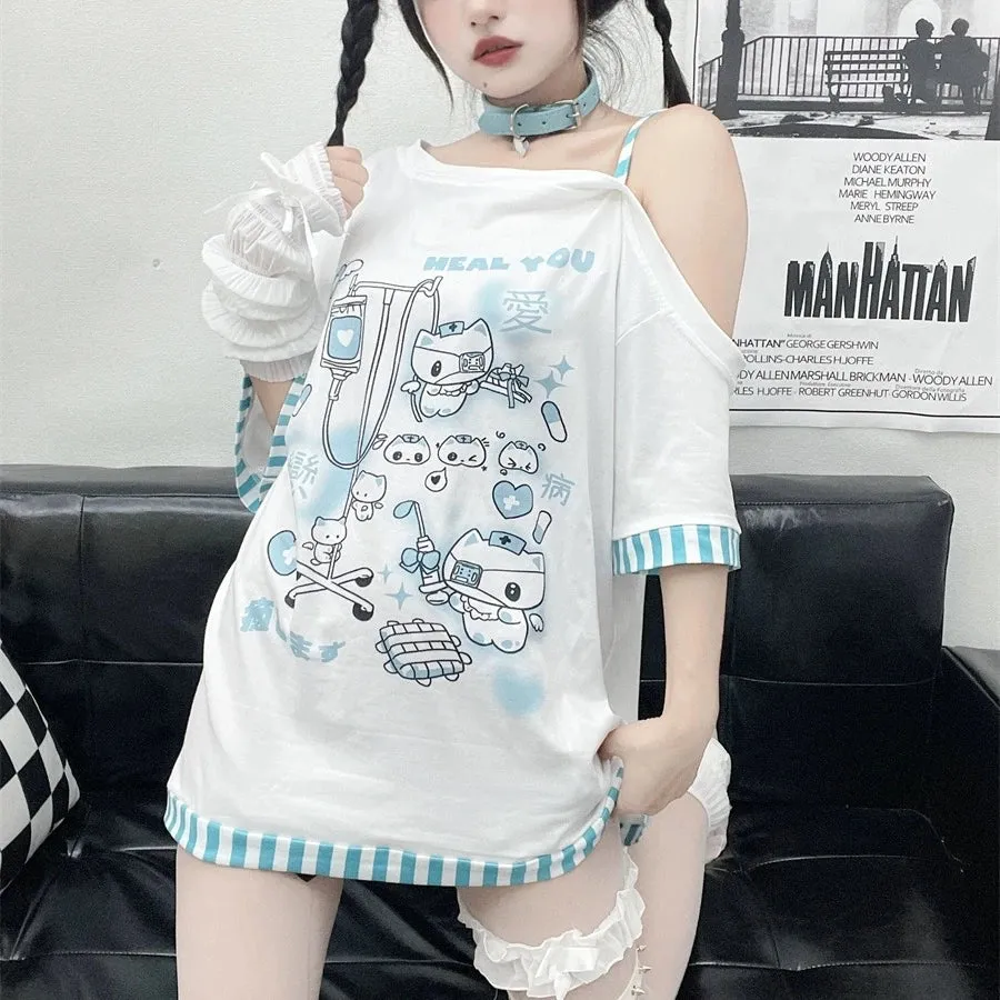 Medical Meow Tee – Kawaii Nurse Cat Graphic Oversized T-Shirt From Kawaii Stop