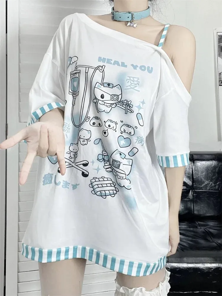Medical Meow Tee – Kawaii Nurse Cat Graphic Oversized T-Shirt From Kawaii Stop