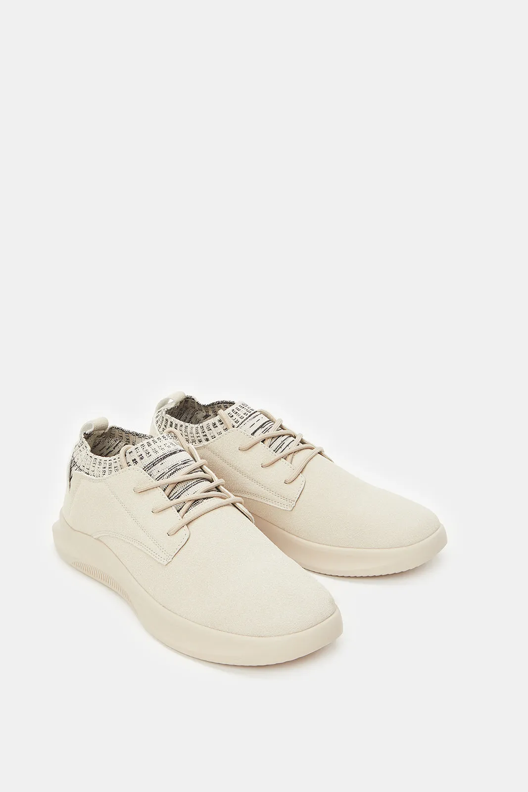 Men Beige Lace Up Derby