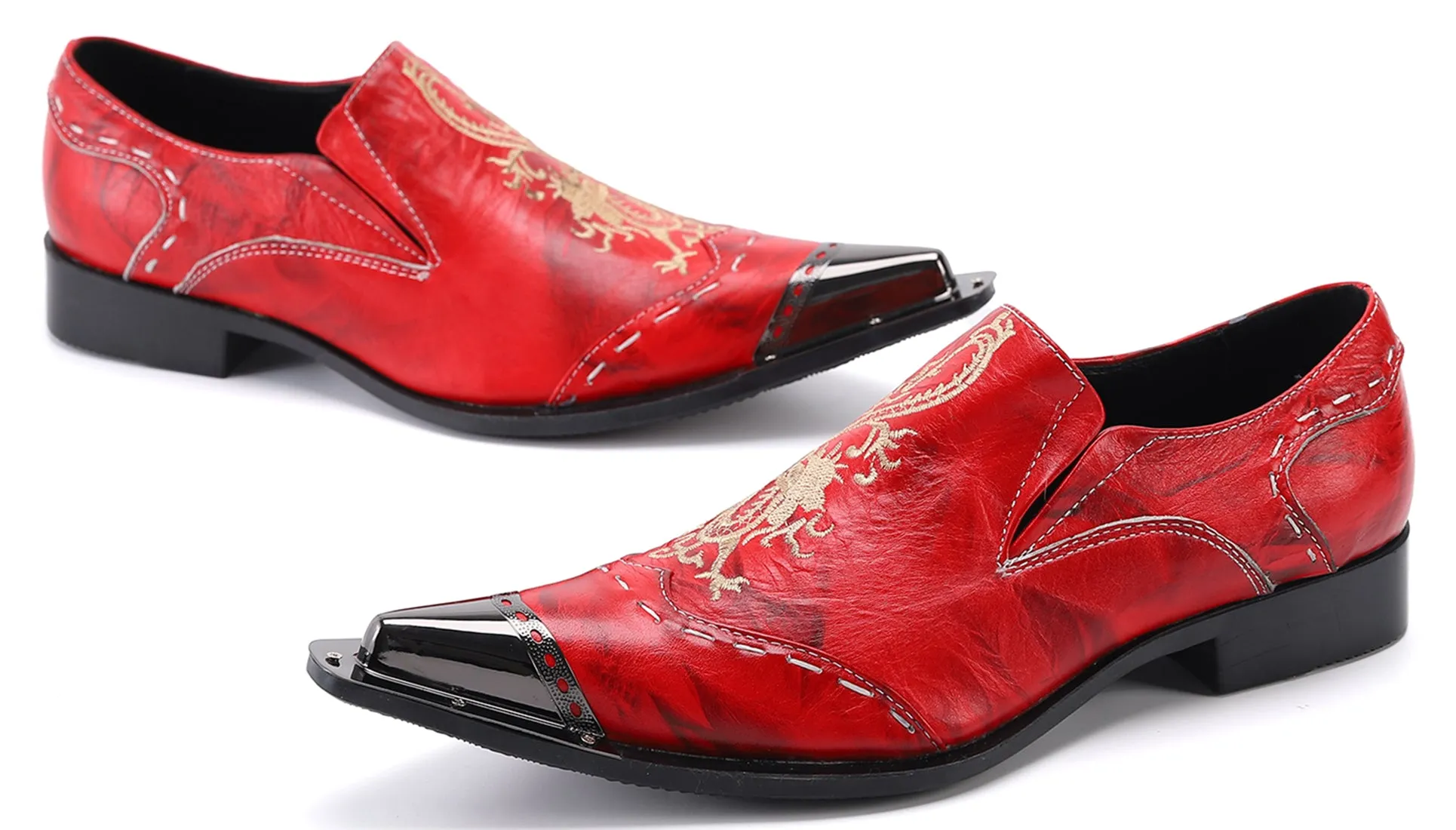Men's Metal Tip Western Dragon Loafers