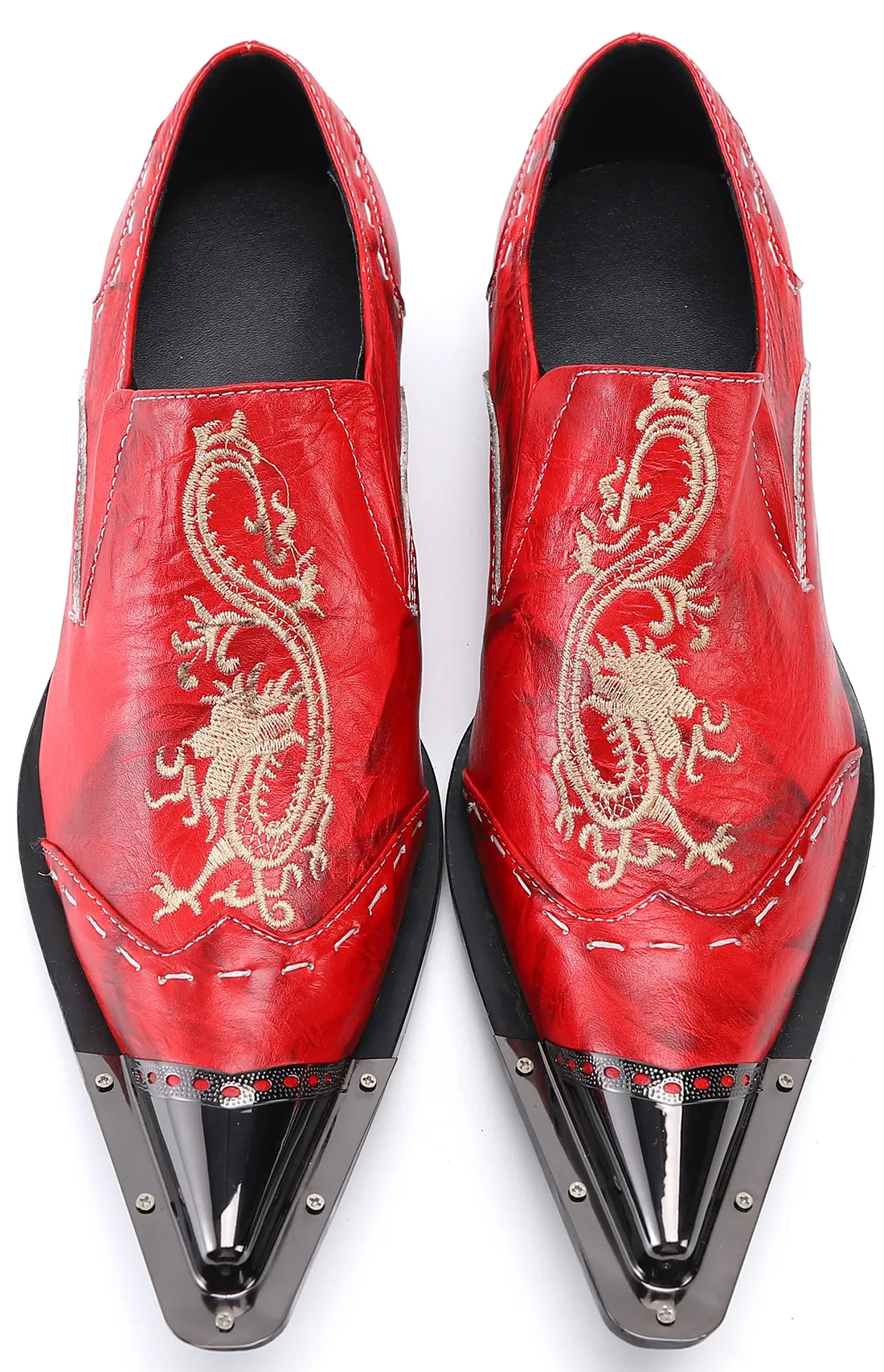 Men's Metal Tip Western Dragon Loafers