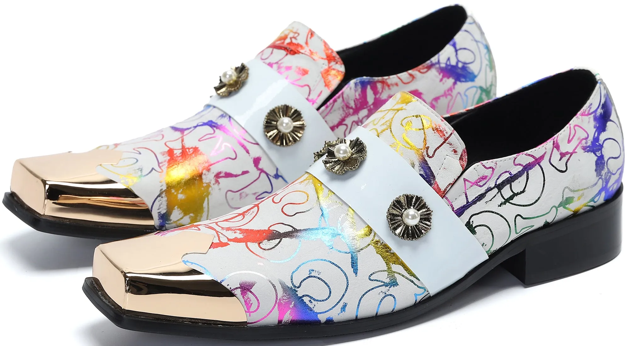 Men's Square-Toe Metal Western Loafers