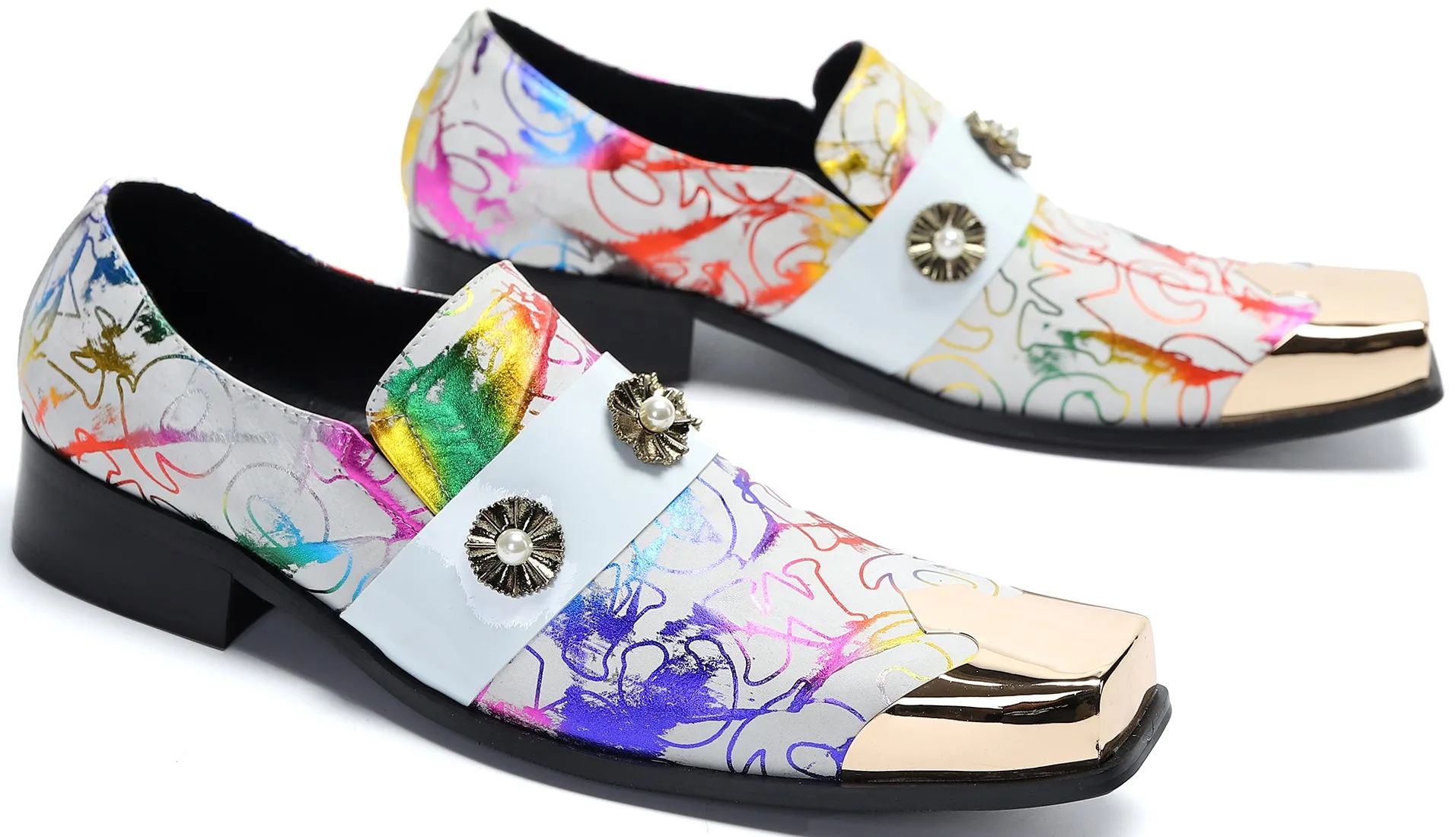 Men's Square-Toe Metal Western Loafers