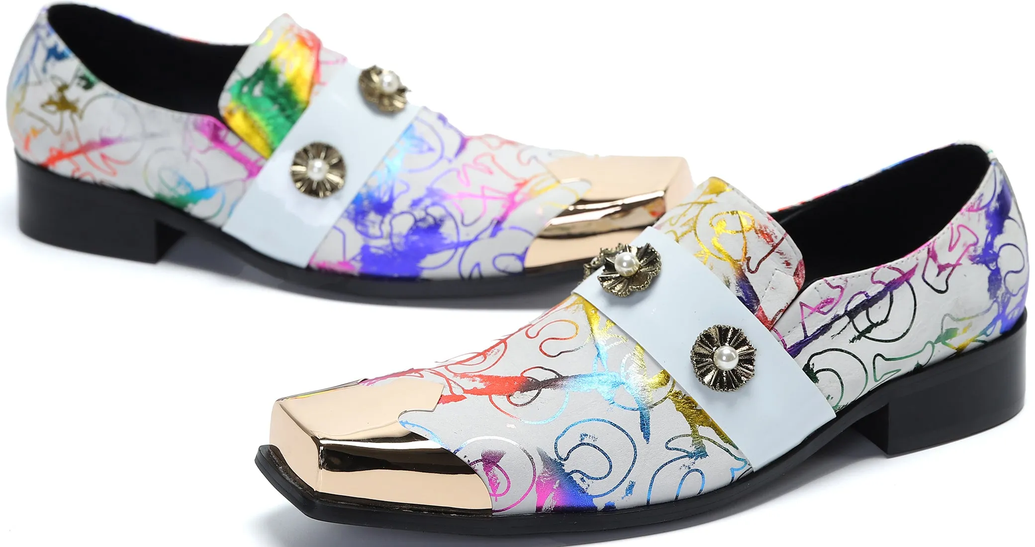 Men's Square-Toe Metal Western Loafers