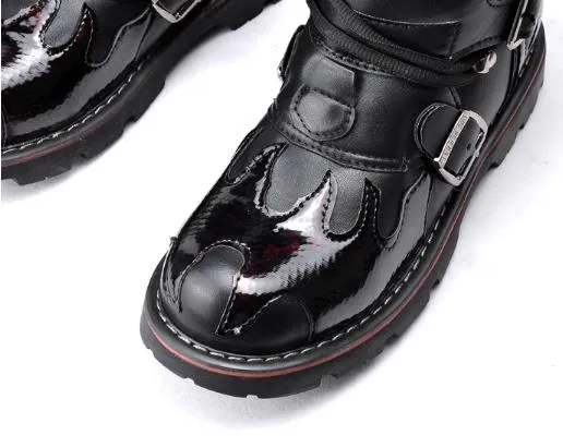 Motorcycle Biker Rock Punk Gothic Style Boots Cow Boy Boots FWMB002 Black Size 38-44