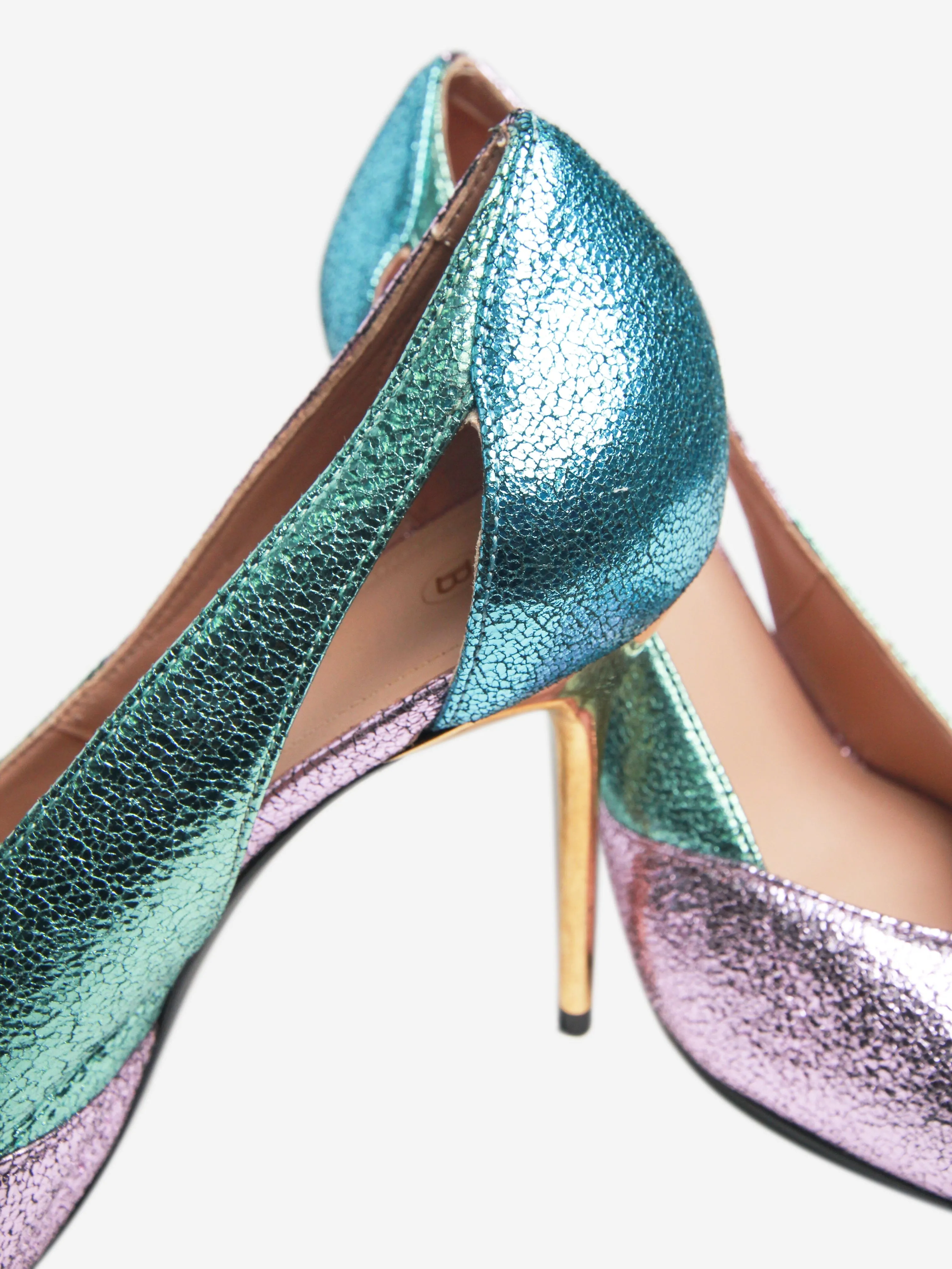 Multicoloured metallic cutout 80s stilettos - size EU 37 (UK 4)