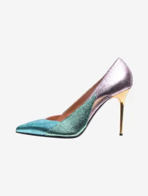 Multicoloured metallic cutout 80s stilettos - size EU 37 (UK 4)