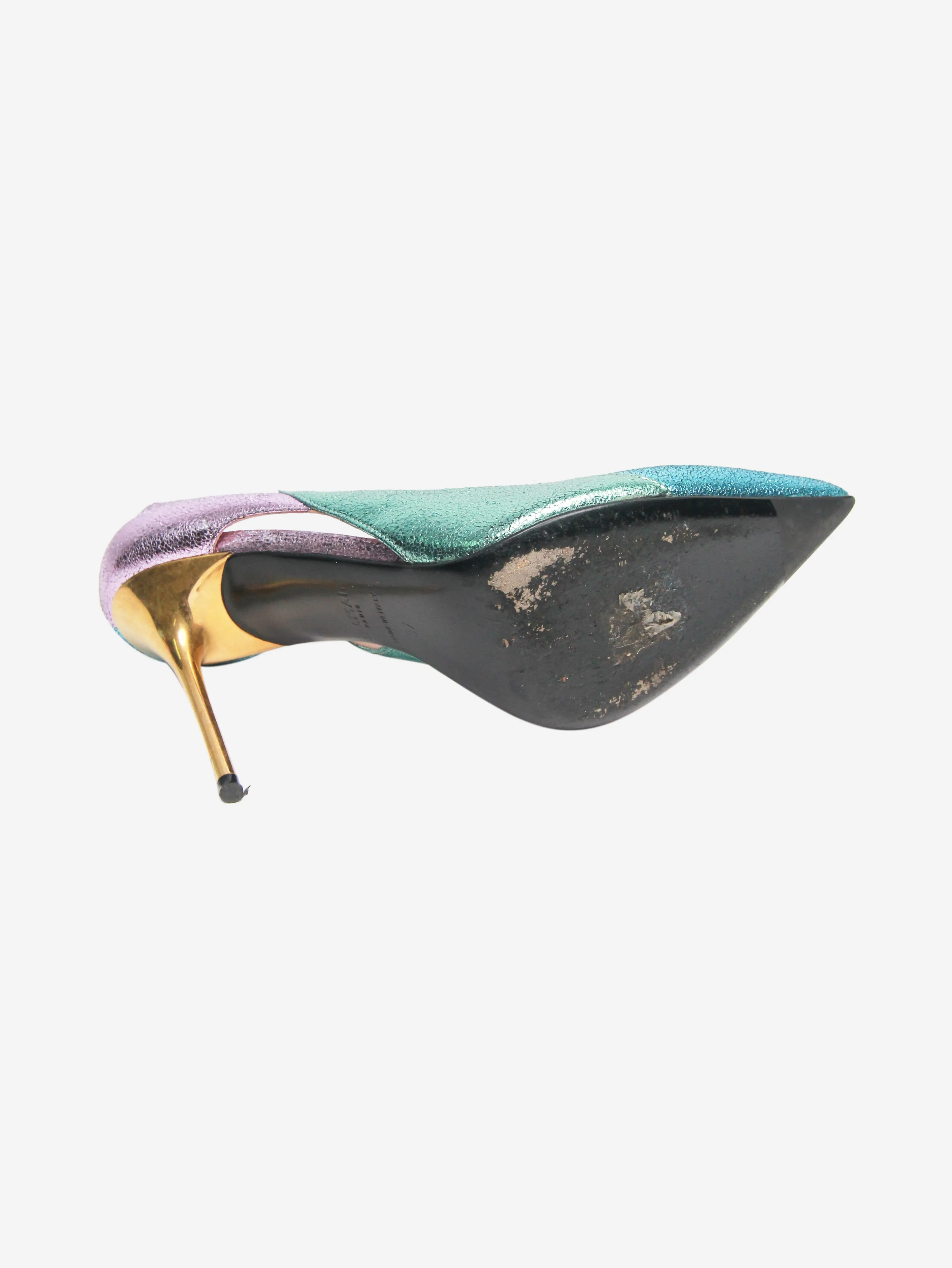 Multicoloured metallic cutout 80s stilettos - size EU 37 (UK 4)