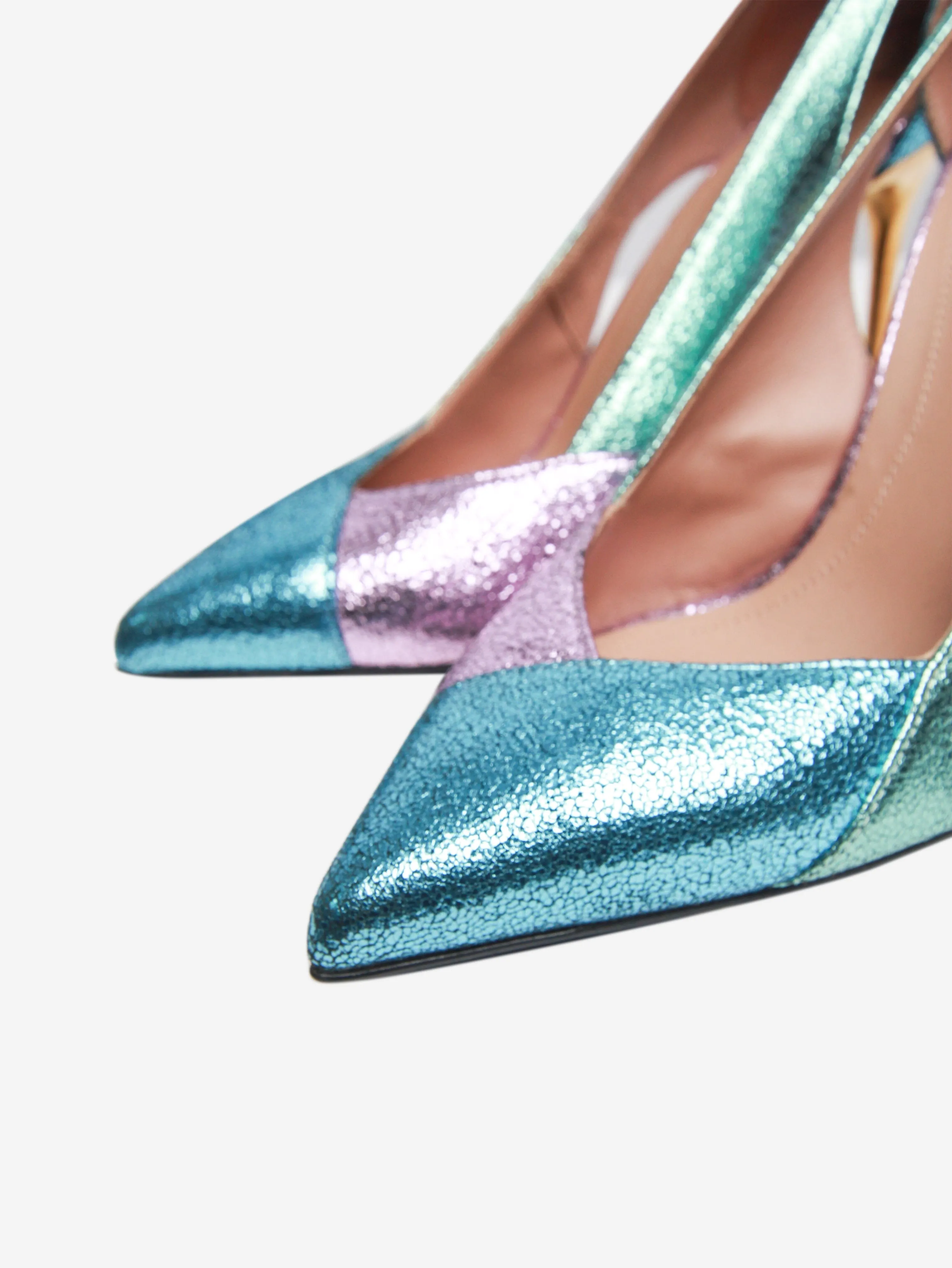 Multicoloured metallic cutout 80s stilettos - size EU 37 (UK 4)