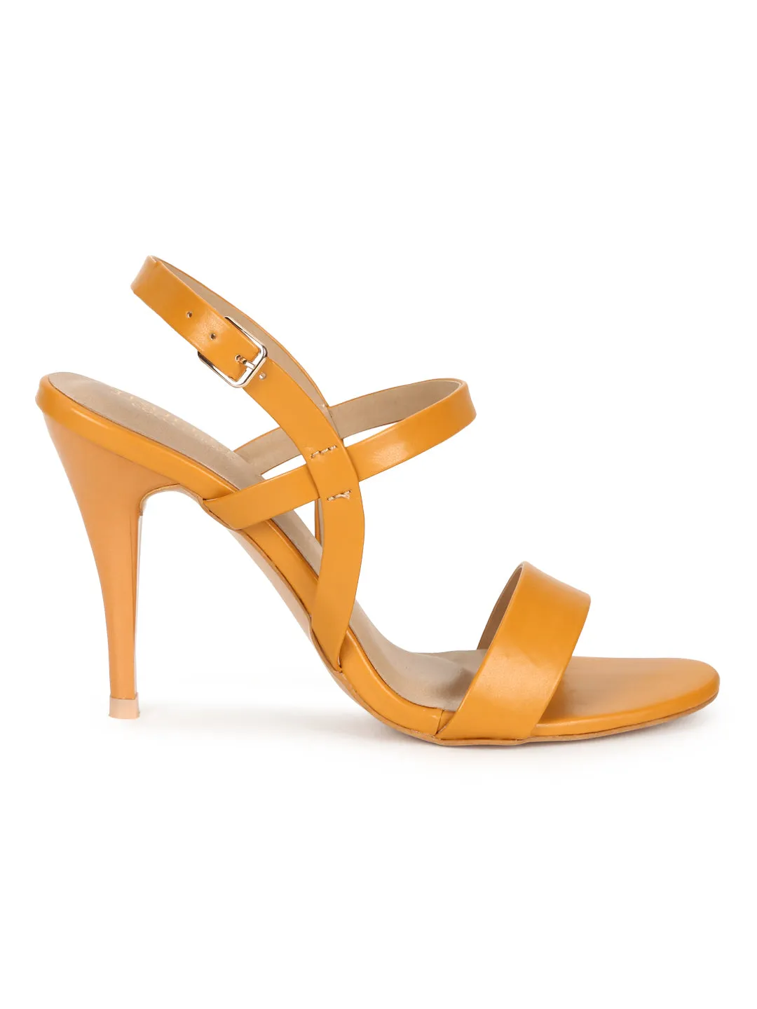 Mustard Yellow PU Strappy Stilettos With Back Strap (TC-SLC-B-76-YEL)