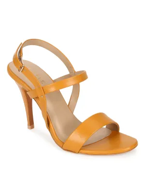 Mustard Yellow PU Strappy Stilettos With Back Strap (TC-SLC-B-76-YEL)