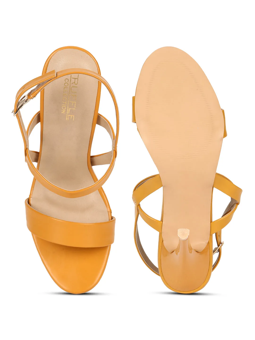 Mustard Yellow PU Strappy Stilettos With Back Strap (TC-SLC-B-76-YEL)