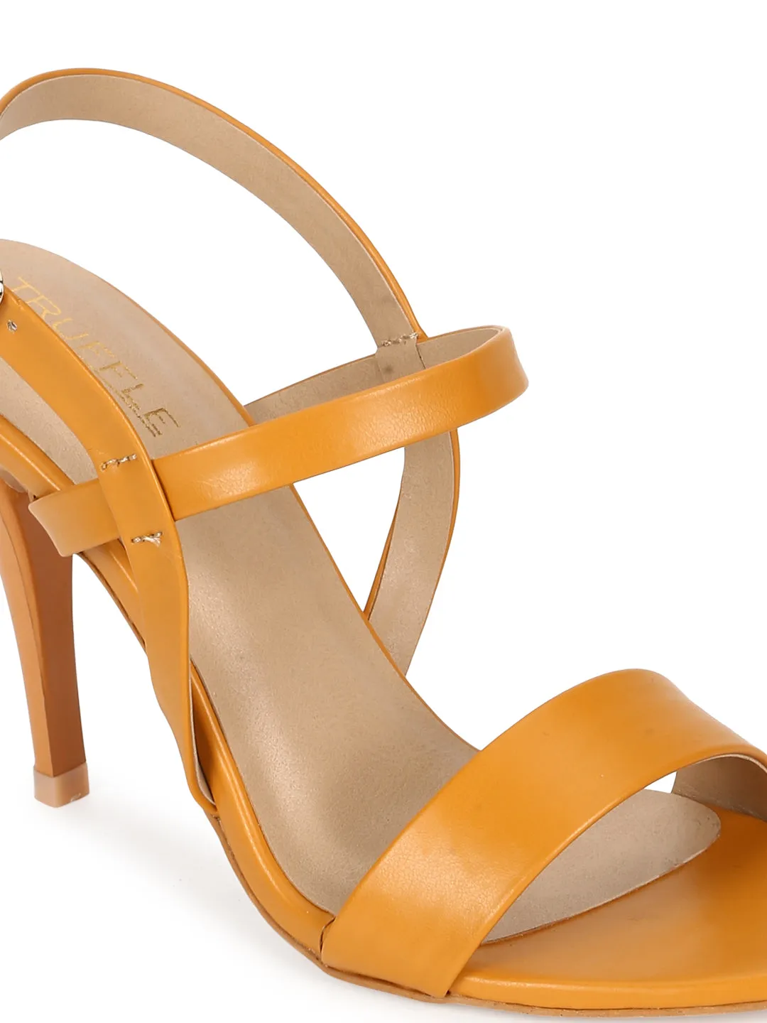 Mustard Yellow PU Strappy Stilettos With Back Strap (TC-SLC-B-76-YEL)