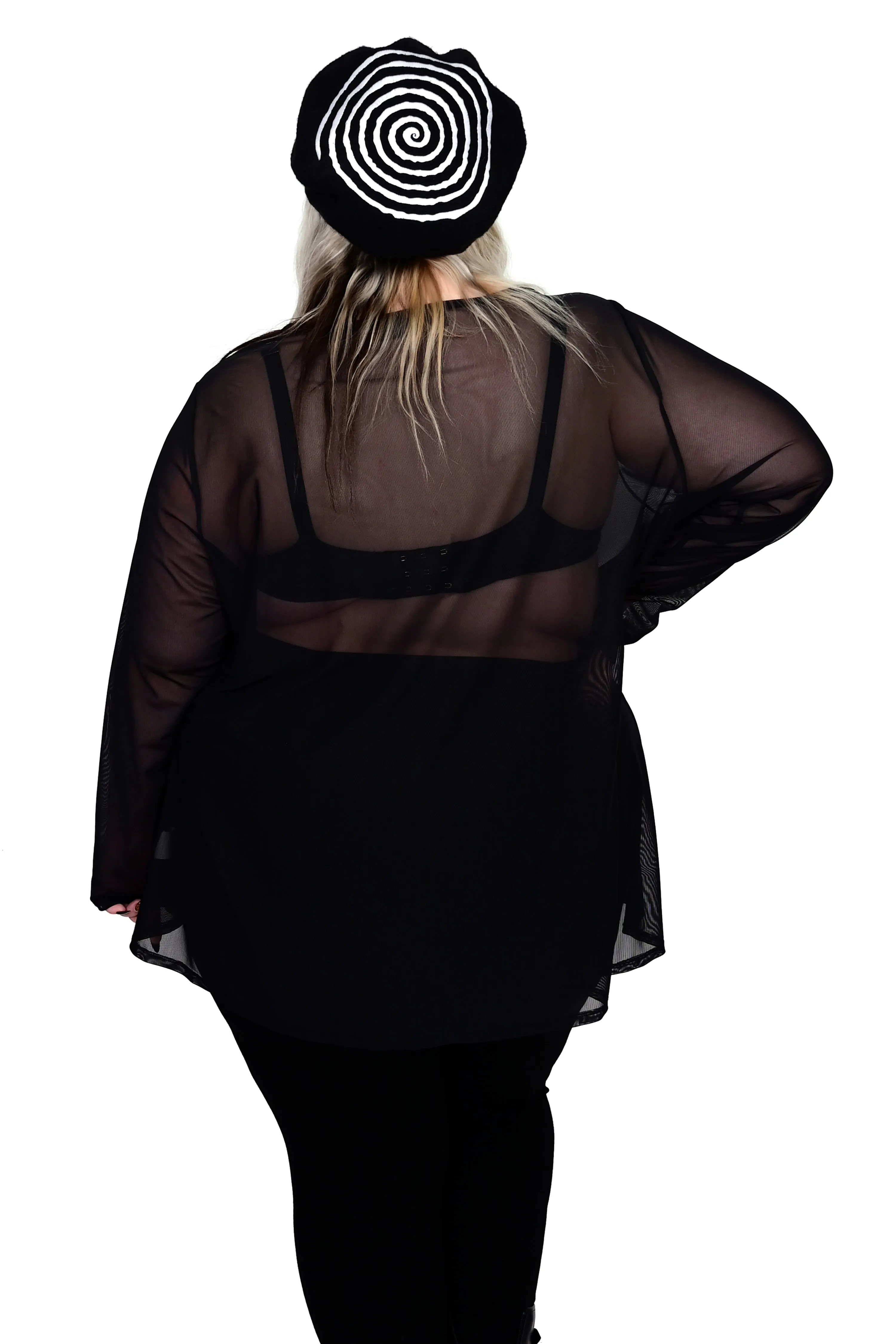 Oversized Mesh Long Sleeve Top