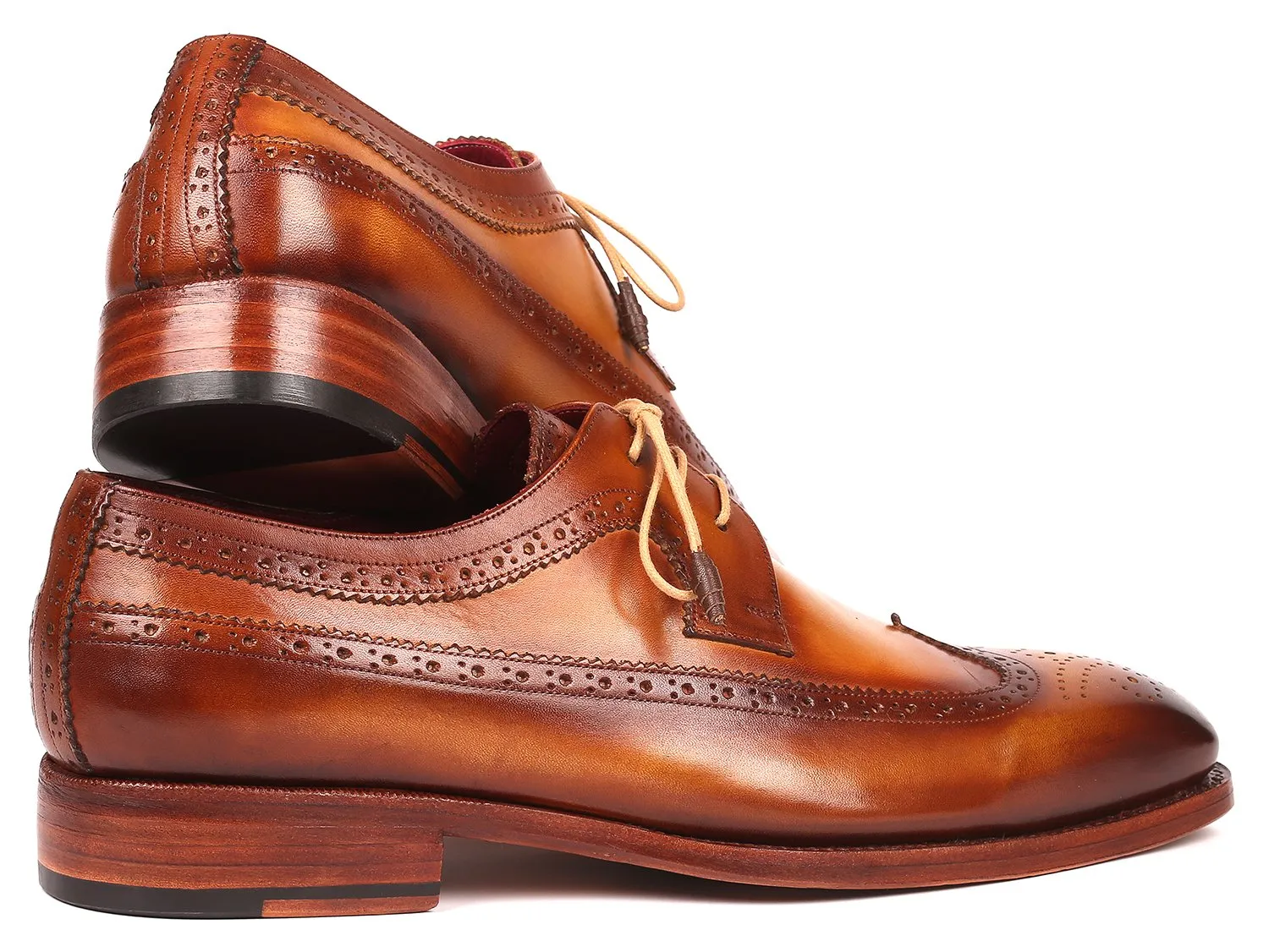 Paul Parkman Goodyear Welted Wingtip Derby Shoes in Camel