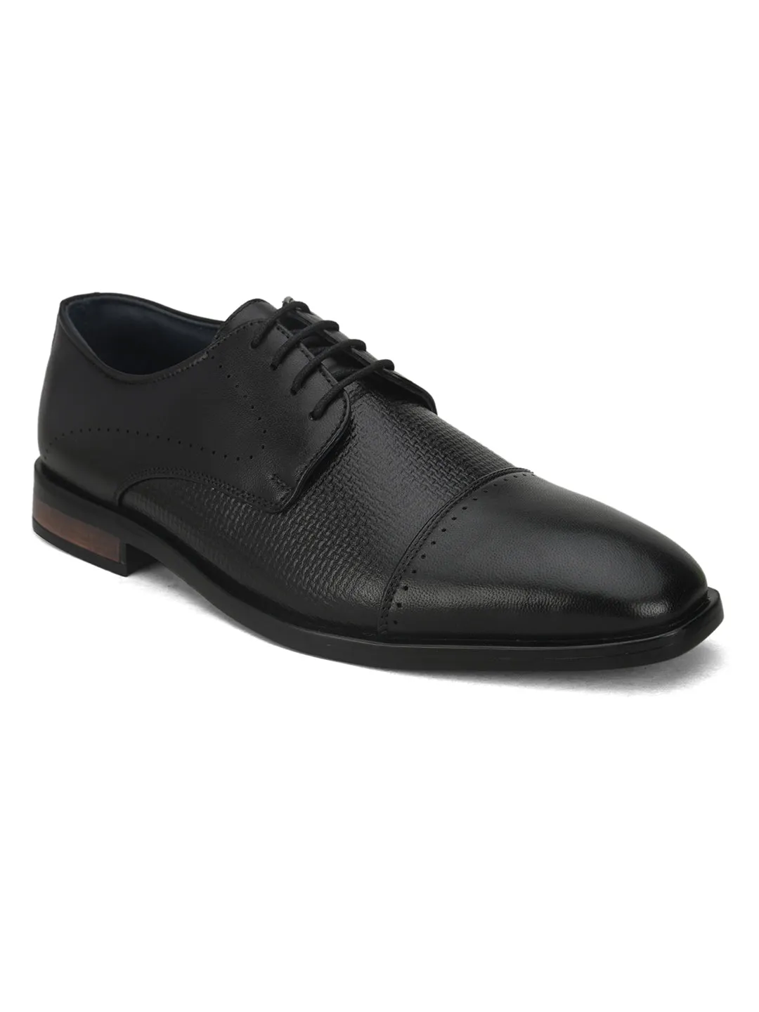 Pelle Albero Black Oxford Shoes For Men
