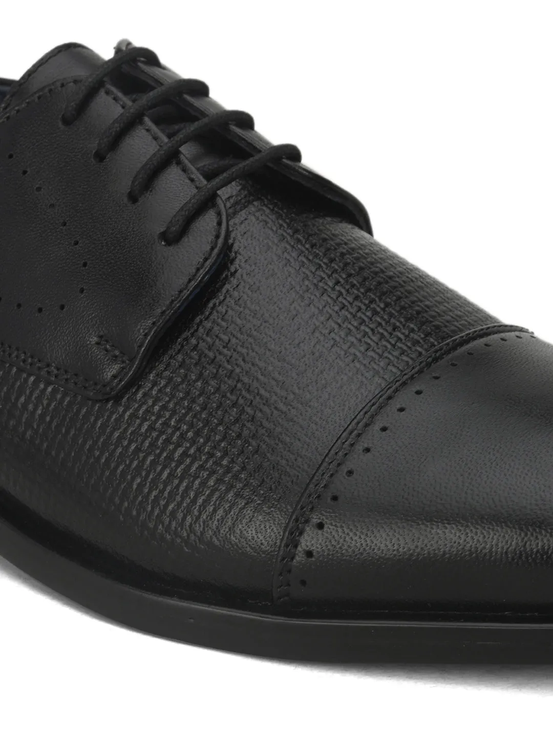 Pelle Albero Black Oxford Shoes For Men