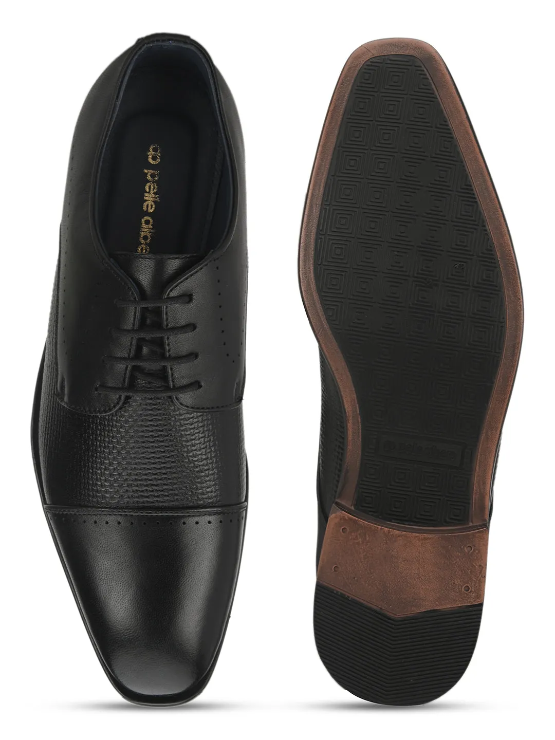 Pelle Albero Black Oxford Shoes For Men