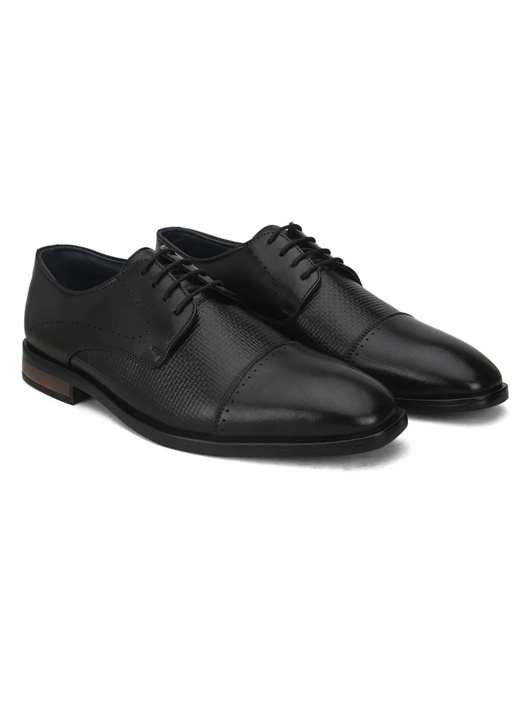 Pelle Albero Black Oxford Shoes For Men