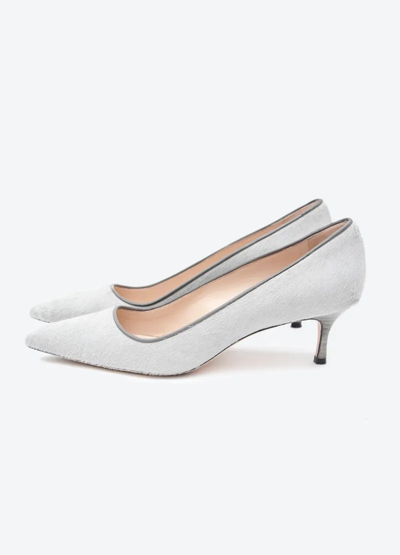 PONY HAIR KITTEN HEELS