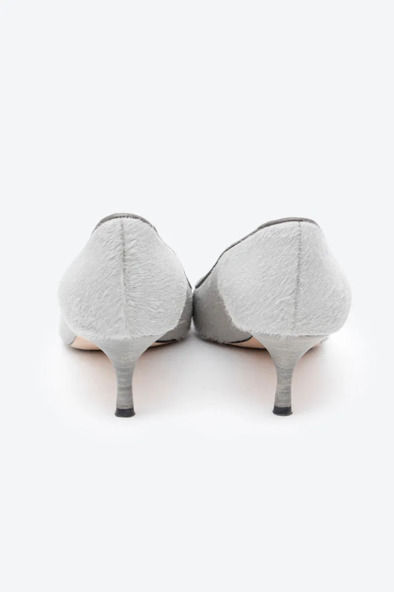 PONY HAIR KITTEN HEELS