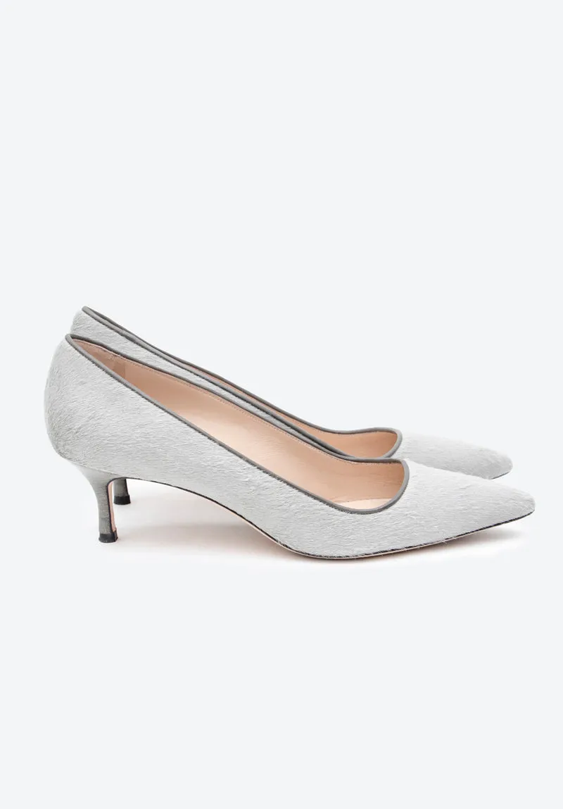 PONY HAIR KITTEN HEELS